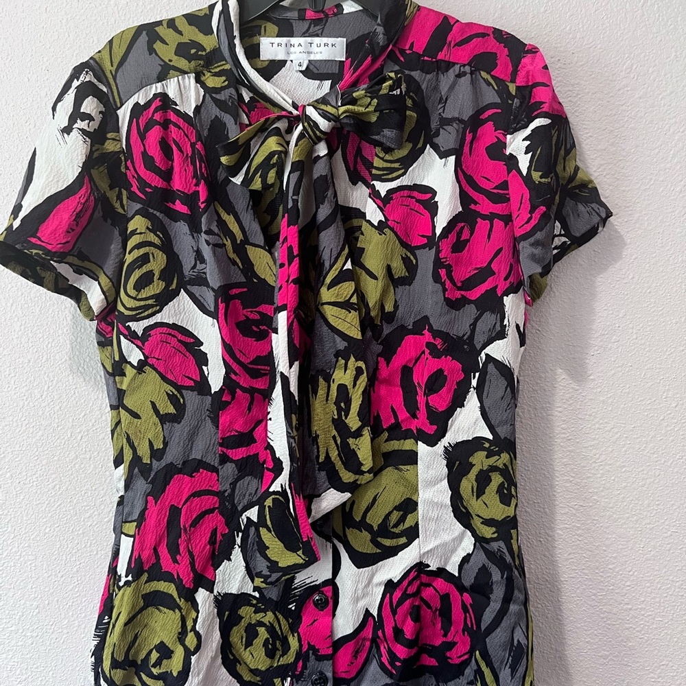 Trina Turk Women's Floral Top - Pink and Green